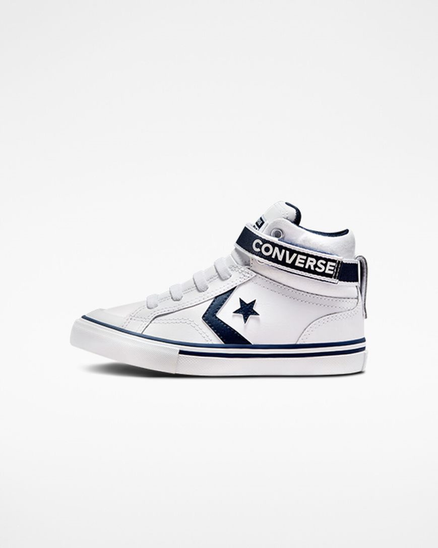 Tenisky Vysoke Converse Pro Blaze Remienkove Easy-On Varsity Club Chlapcenske Biele Námornícka Modrá Biele | SK AINQY6